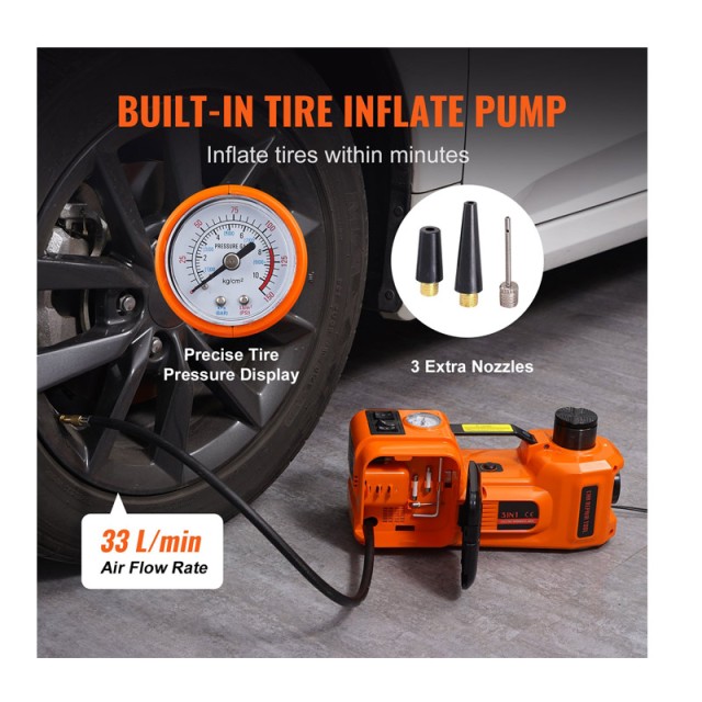 Ηλεκτρικός Υδραυλικός Γρύλος Ανύψωσης Αυτοκινήτου 5 Τόνων 12V με Αντλία Φουσκώματος Ελαστικών VEVOR DDYYQJDTJDWC5G95XV9