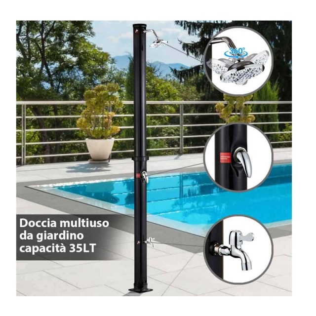 Ηλιακό Θερμαινόμενο Ντους Εξωτερικού Χώρου 35 Lt 16.5 x 16.5 x 220 cm Bakaji 02838258