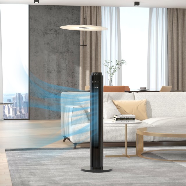 Ανεμιστήρας Tower 45W με 4 λειτουργίες και 3 ταχύτητες με χρονοδιακόπτη 12 ωρών, σε ABS, Ø31,5x96 cm, Μαύρο 824-076V90BK