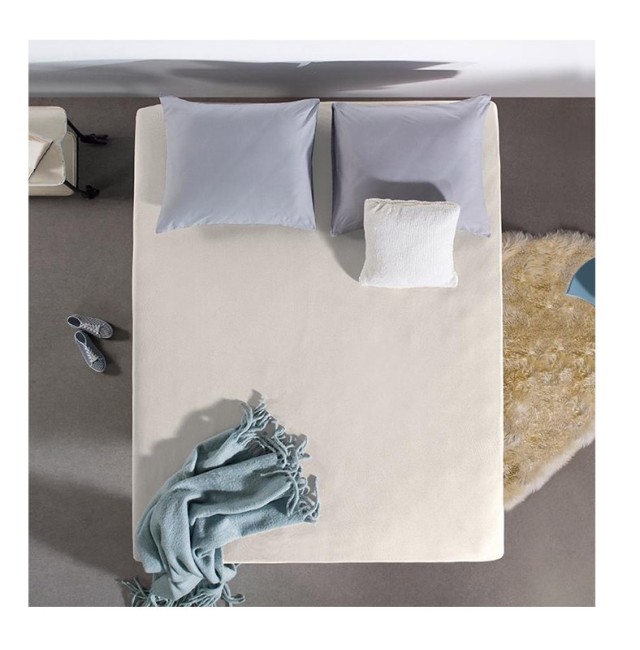 Υπέρδιπλο Σεντόνι Jersey με Λάστιχο 160 x 200 x 30 cm Χρώματος Κρεμ Dreamhouse 8717703801248