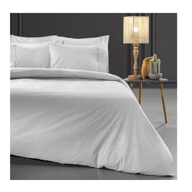 Σεντόνι Υπέρδιπλο με Λάστιχο 160 x 200+32 cm 100% Βαμβάκι Περκάλι Color Plus Smoke Guy Laroche 1110092223011