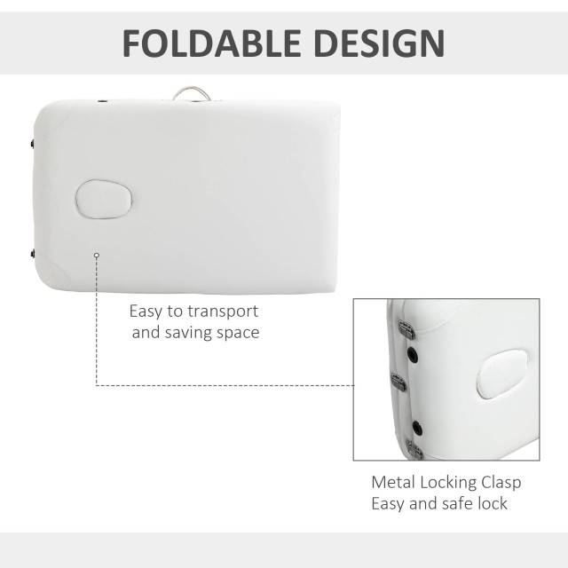 Φορητό Αναδιπλούμενο Επαγγελματικό Κρεβάτι - Κλίνη Μασάζ Φυσικοθεραπείας Χρώματος Λευκό HOMCOM 700-039WT