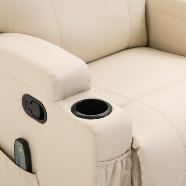 Καρέκλα μασάζ HOMCOM Relax με 8 πόντους, 5 λειτουργίες και 2 Ένταση - Κρέμα 700-029V03CW