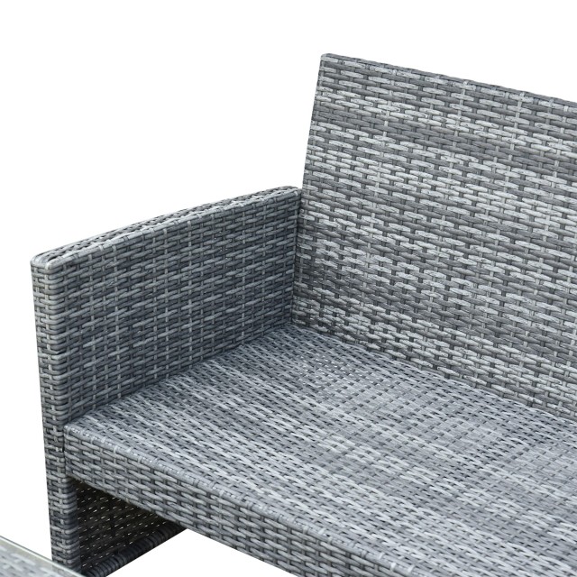Σετ έπιπλα κήπου Outsunny σε καναπέ PE Rattan και 2 πολυθρόνες με τραπεζάκι σαλονιού και μαξιλάρια γκρι 841-173