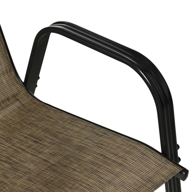 Outsunny Σετ Καρέκλες κήπου 4 τεμαχίων με μπράτσα, στοιβαζόμενες καρέκλες εξωτερικού χώρου από μέταλλο και αναπνεύσιμο ύφασμα, καφέ 84B-925