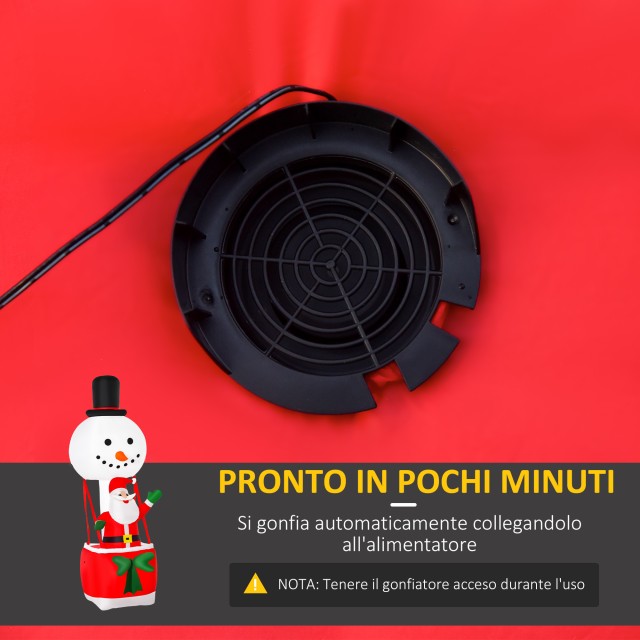 Φουσκωτός Άγιος Βασίλης σε Αερόστατο με Φωτάκια LED HOMCOM 844-402V90