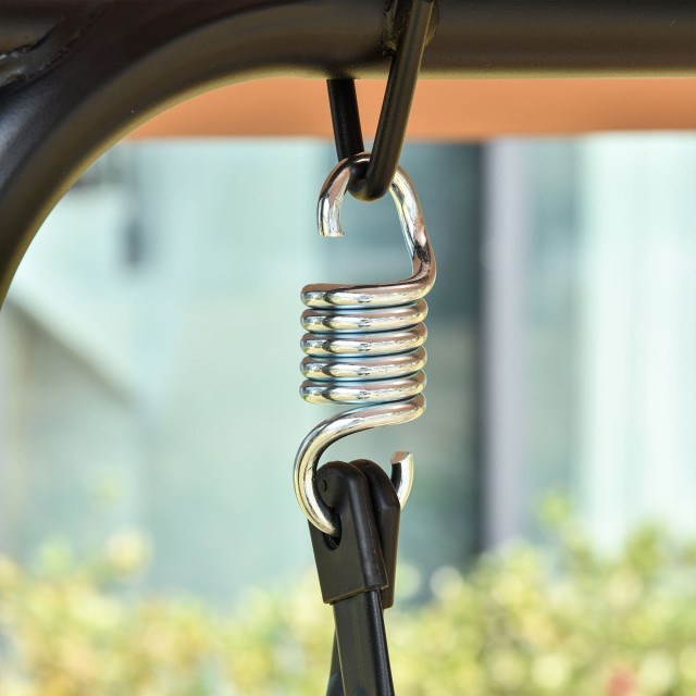 Outsunny Garden Swing Terrace 3 θέσεων με ρυθμιζόμενο μεταλλικό κουβούκλιο και Texteline 172x110x155cm, καφέ 84A-181BN