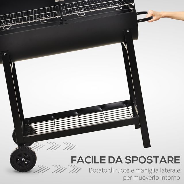 Outsunny Steel Barbecue με 2 Ανεξάρτητες Σχάρες Μαύρες 90cm x 45cm x 96cm 846-049