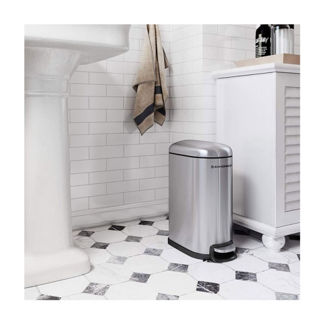 Κάδος Απορριμμάτων Χαρτοδοχείο από Ατσάλι 10 Lt με Καλάθι και Πεντάλ Songmics LTB10NL