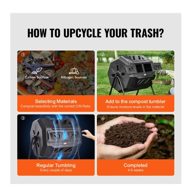 Κάδος Ταχείας Κομποστοποίησης 162.7 Lt 735 x 625 x 955 mm VEVOR FGDFJ43JL000693KAV0