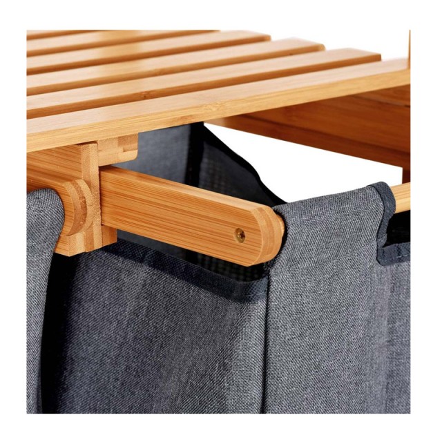 Καλάθι Απλύτων από Μπαμπού με 2 Χώρους και 1 Ράφι 02012284 Bakaji 02012284