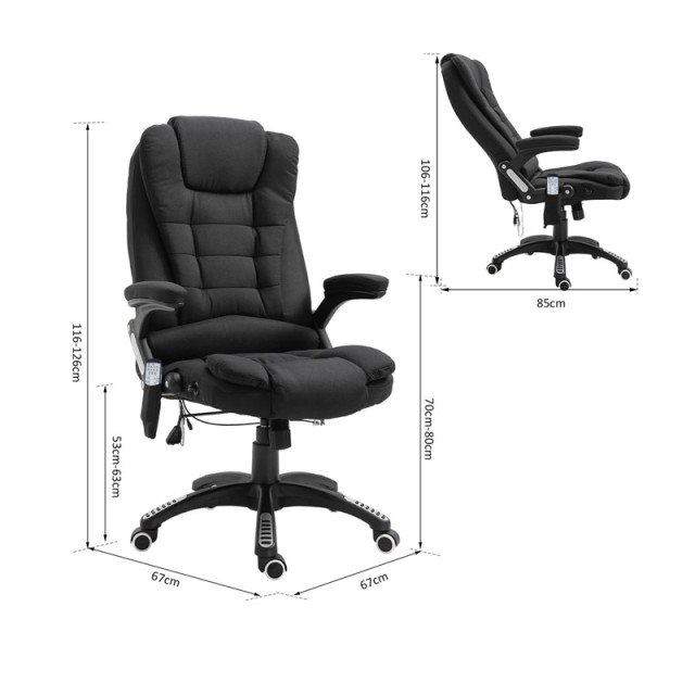 Καρέκλα Γραφείου Μασάζ 6 Σημείων 67 x 74 x 116-126 cm Χρώματος Μαύρο HOMCOM 921-171V90BK