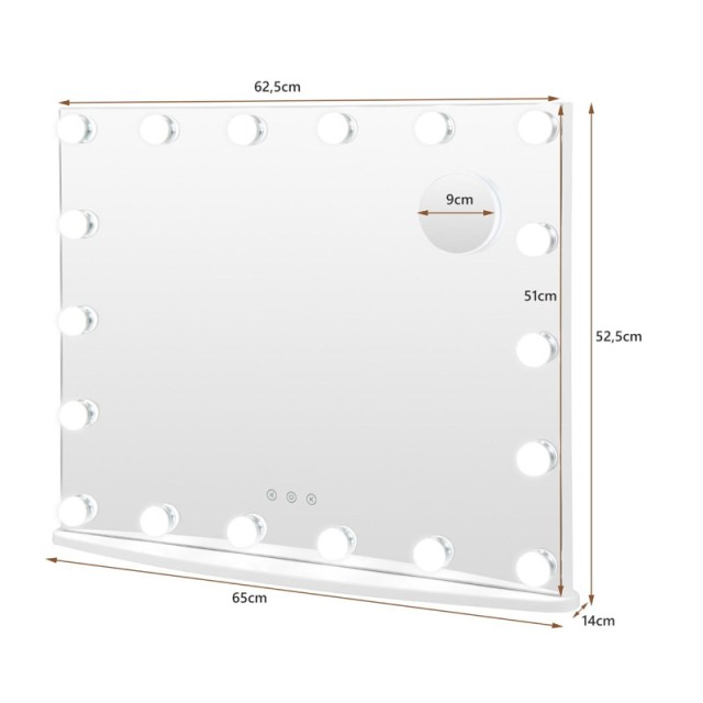 Καθρέπτης Μακιγιάζ με LED Φωτισμό 65 x 14 x 52.5 cm Costway JV10466WH