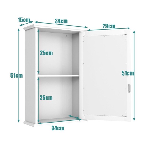 Καθρέπτης Μπάνιου με Ντουλάπι 34 x 15 x 53 cm Costway BA8033WH