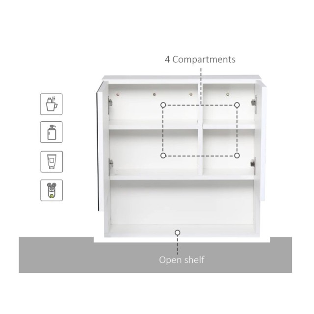 Καθρέπτης Μπάνιου με Ντουλάπι 54 x 15 x 55 cm Kleankin 834-369