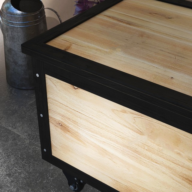 Πάγκος αποθήκευσης Outsunny 121L με 4 τροχίσκους και λαβές από ξύλο και ατσάλι, 100x50x43cm, Χρώμα ξύλου 84G-322V00ND