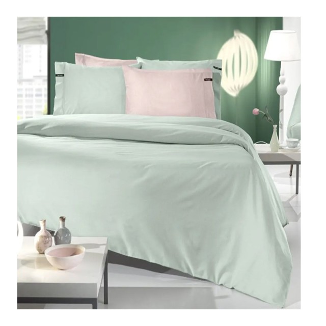 King Size Σεντόνι με Λάστιχο 180 x 200+35 cm 100% Βαμβακοσατέν Minimal Mint Guy Laroche 1110092223103