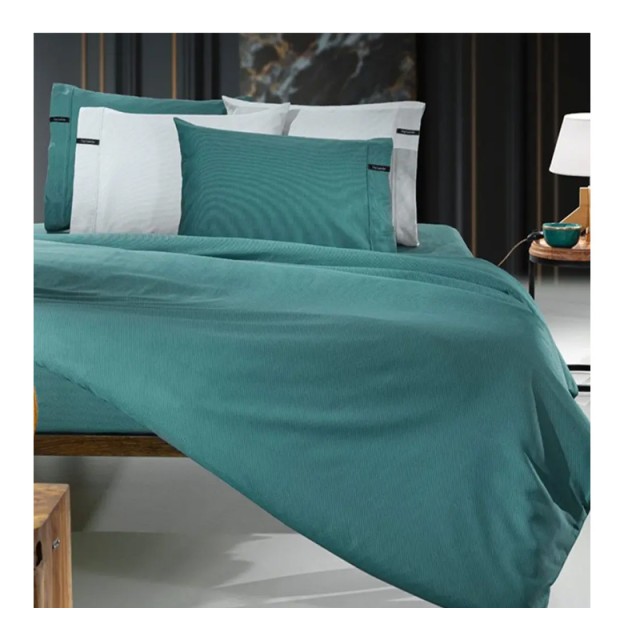 King Size Σεντόνι με Λάστιχο 180 x 200+35 cm 100% Βαμβακοσατέν Minimal Petrol Guy Laroche 1110092223105