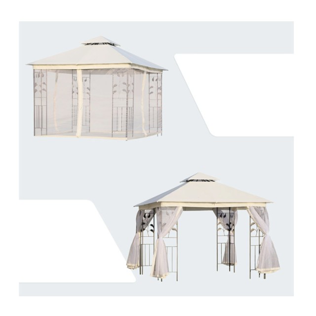 Κιόσκι Κήπου με Μεταλλικό Σκελετό και Κουνουπιέρες 300 x 300 x 265 cm Outsunny 84C-100