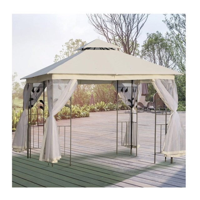 Κιόσκι Κήπου με Μεταλλικό Σκελετό και Κουνουπιέρες 300 x 300 x 265 cm Outsunny 84C-100
