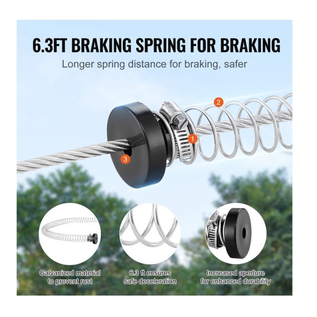 Κιτ ZipLine Εξωτερικού Χώρου για Παιδιά και Ενήλικες 18.2 m VEVOR BXGHSTJ60YCBT03HLV0