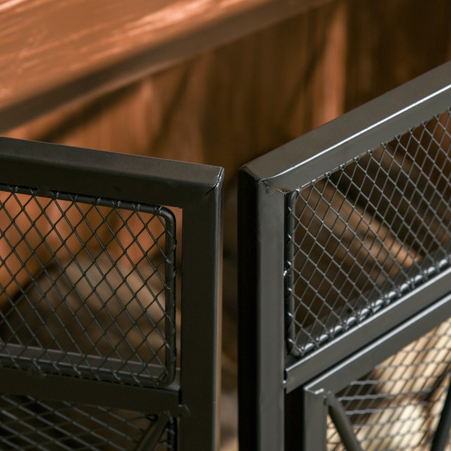 HOMCOM Metal Fire Screen με 3 Πτυσσόμενα Πάνελ και 2 Πόρτες, 120x11,5x79cm - Μαύρο 820-241