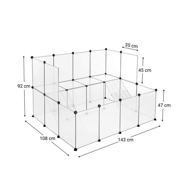 Κλουβί - Πάρκο Εκπαίδευσης Κατοικίδιου με 28 Πάνελ 143 x 108 x 92 cm Songmics LPC004W01