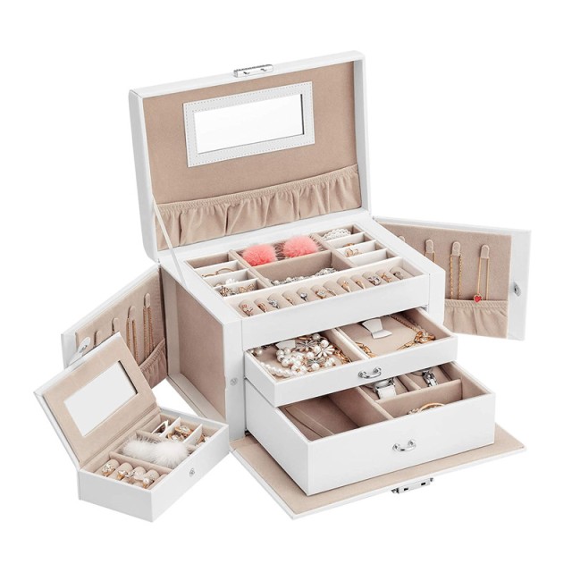 Κοσμηματοθήκη - Μπιζουτιέρα 26 x 18 x 17 cm Χρώματος Λευκό Songmics JBC121W