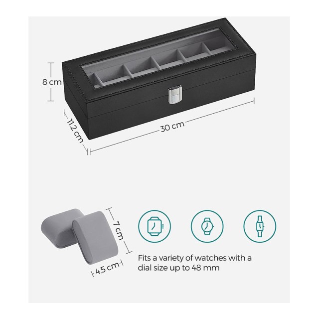 Κοσμηματοθήκη - Μπιζουτιέρα 6 Θέσεων 30 x 11.2 x 8 cm Songmics JWB06BK