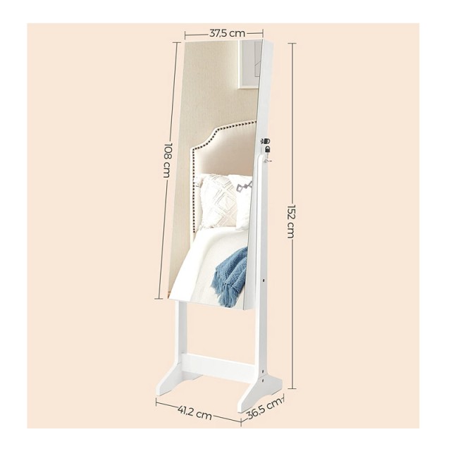 Κοσμηματοθήκη Μπιζουτιέρα με Ολόσωμο Καθρέπτη 41.2 x 36.5 x 152 cm Songmics JJC002W01