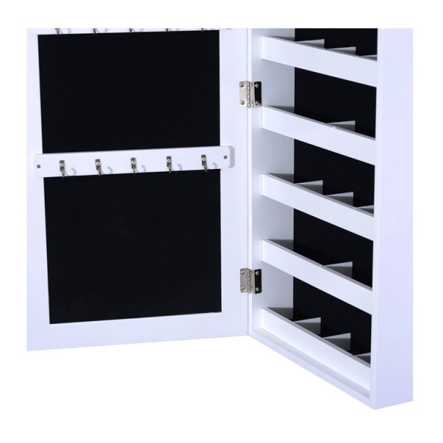 Κρεμαστή Κοσμηματοθήκη Μπιζουτιέρα με Καθρέπτη 37 x 9.5 x 112 cm HOMCOM 833-102WT