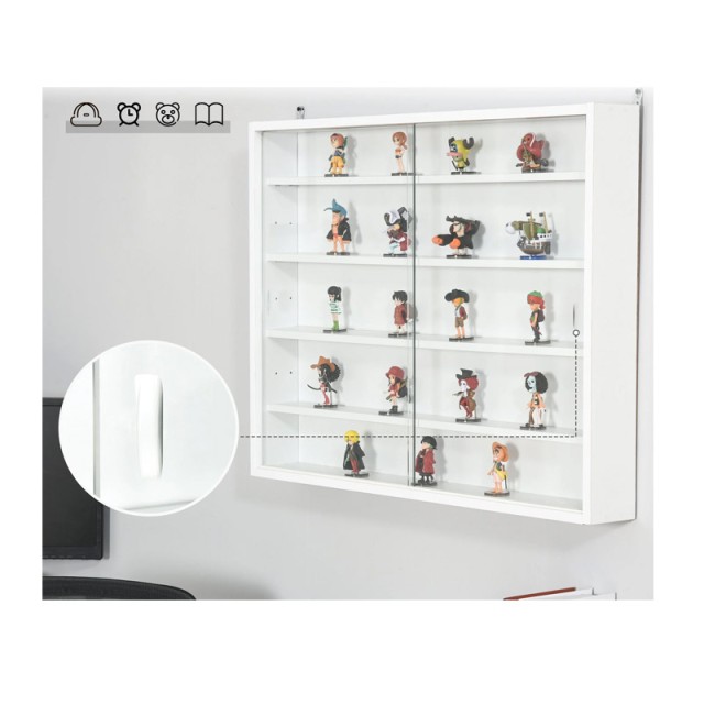 Κρεμαστή Ξύλινη Βιτρίνα με 5 Ρυθμιζόμενα Ράφια 80 x 9.5 x 60 cm Χρώματος Λευκό HOMCOM 833-761WT