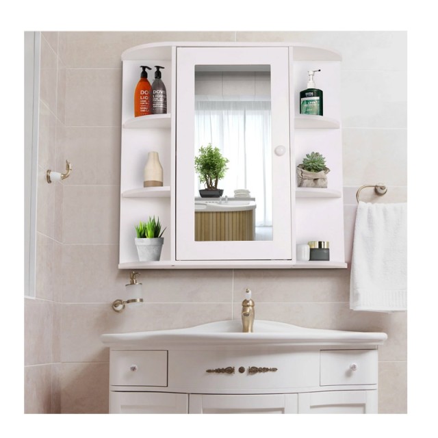 Κρεμαστό Ντουλάπι Μπάνιου με Καθρέπτη και 6 Ράφια 66 x 17 x 63 cm HOMCOM 834-203