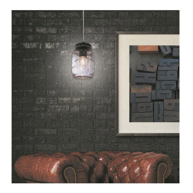 Κρεμαστό Μεταλλικό Μονόφωτο Φωτιστικό Οροφής με Γυάλινο Βάζο E27 40 W Home Deco Factory LA12034