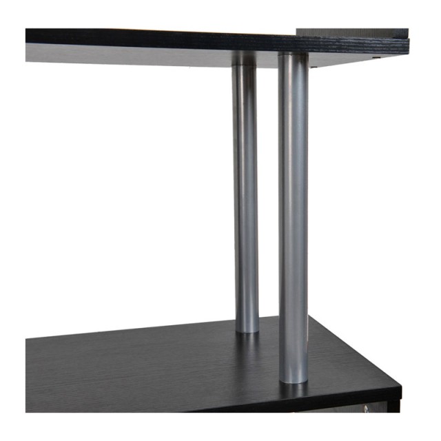 Ξύλινη - Μεταλλική Βιβλιοθήκη με 4 Ράφια 80 x 30 x 145 cm Χρώματος Μαύρο HOMCOM 02-0600