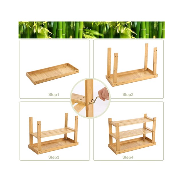 Ξύλινη Παπουτσοθήκη με 2 Ράφια και Πάγκο 70 x 28 x 45 cm Χρώματος Καφέ Ανοιχτό Songmics LBS04N
