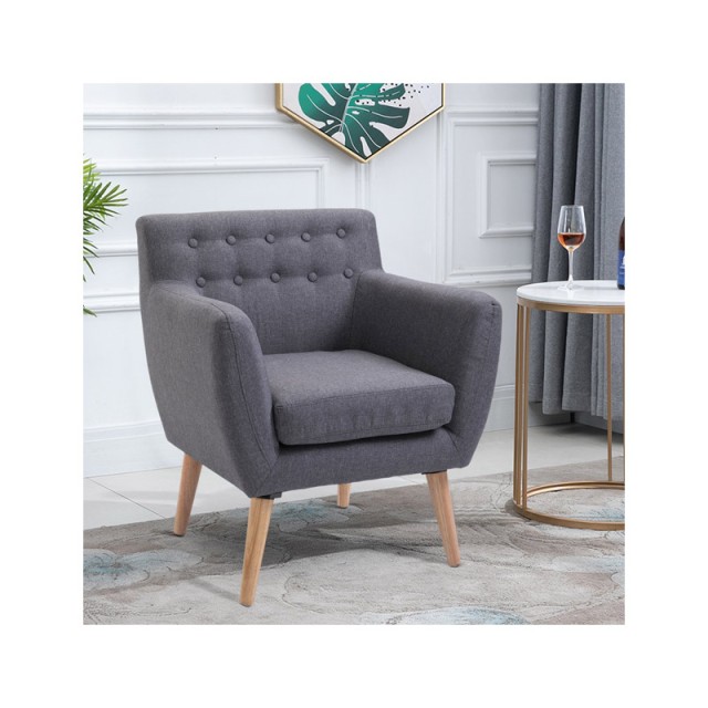 Ξύλινη Πολυθρόνα 68 x 58.5 x 76 cm Χρώματος Γκρι HOMCOM 833-525GY