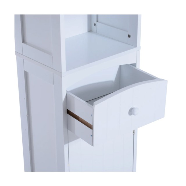 Ξύλινη Στήλη Μπάνιου με 1 Ντουλάπι και 3 Ράφια 35 x 24 x 170 cm HOMCOM 834-077