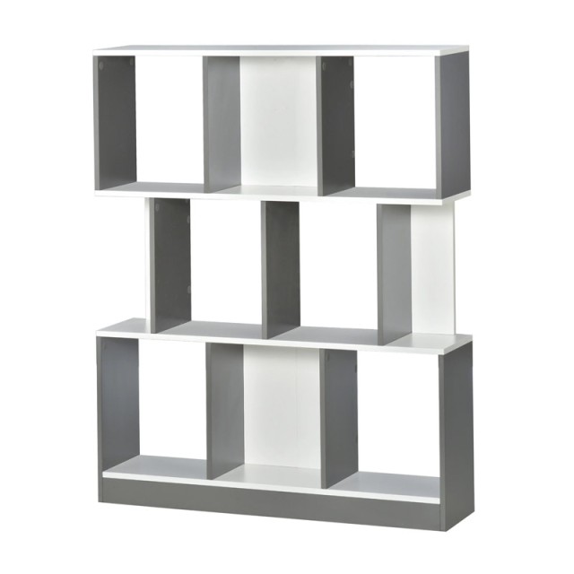 Ξύλινη Βιβλιοθήκη με 8 Ράφια 100 x 30 x 124 cm Χρώματος Γκρι HOMCOM 836-259CG