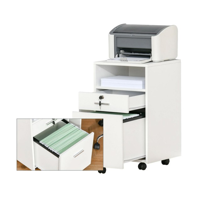 Ξύλινο Έπιπλο Γραφείου με 2 Συρτάρια και 1 Ράφι 39.5 x 40 x 60 cm Vinsetto 924-030WT