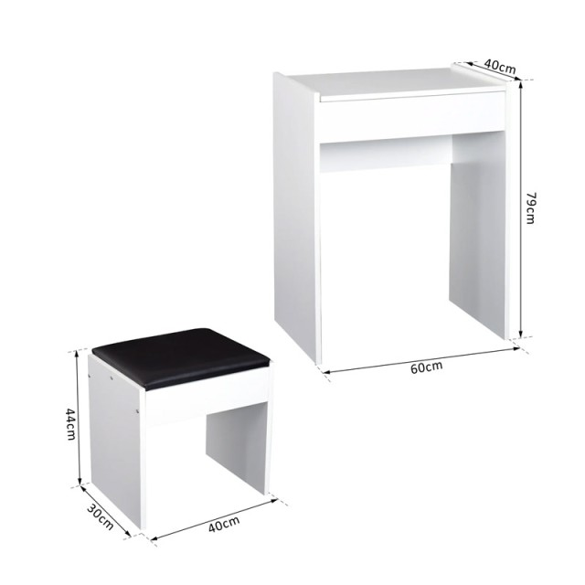 Ξύλινο Μπουντουάρ με Αναδιπλούμενο Καθρέπτη και Σκαμπό 60 x 40 x 79 cm HOMCOM 831-192