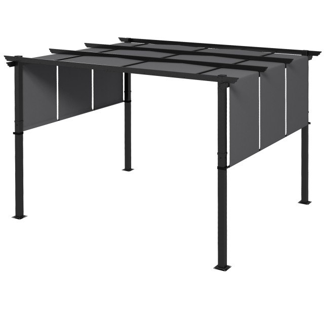 Gazebo Pergola 3x3,5 m με 3 ρυθμιζόμενα κουβούκλια από ατσάλι και πολυεστέρα Anti-UV, Γκρι 84C-480V01CG