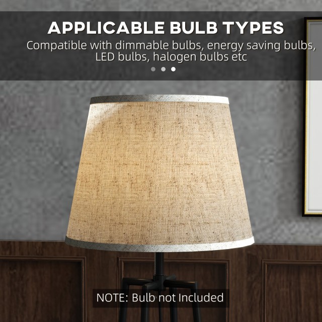 HOMCOM Φωτιστικό δαπέδου με 2 ράφια σε μεταλλικό και MDF με υφασμάτινο αμπαζούρ, Ø42x166 cm, Μαύρο και Καφέ B31-468V90BK