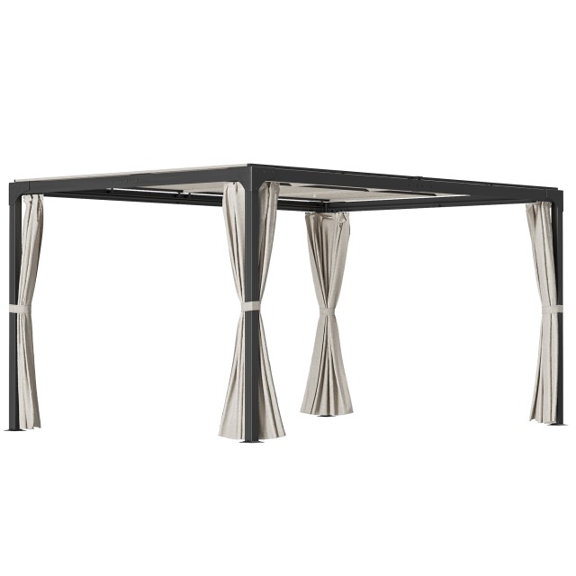 Outsunny Pergola Gazebo με Πλαϊνές Τέντες και Ηλιοροφή, Κιόσκι Κήπου με Κατασκευή Αλουμινίου και Χάλυβα, 3x3m, Μπεζ 84C-382V00BG