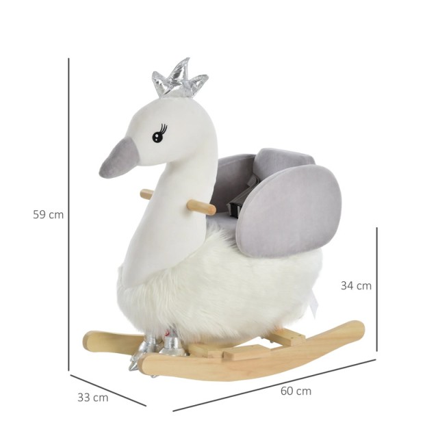 Λούτρινος Κουνιστός Κύκνος με Μουσική και Ξύλινη Βάση HOMCOM 330-106