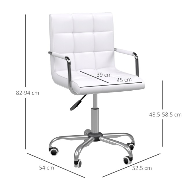 Καρέκλα Γραφείου 52.5 x 54 x 84-99 cm Χρώματος Λευκό HOMCOM 02-0701