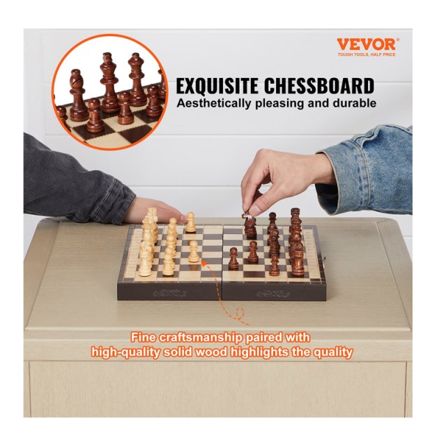 Μαγνητικό Ξύλινο Σκάκι με 34 Πιόνια 29 x 29 x 7 cm VEVOR MZGJXQ12YCSSTUH2IV0