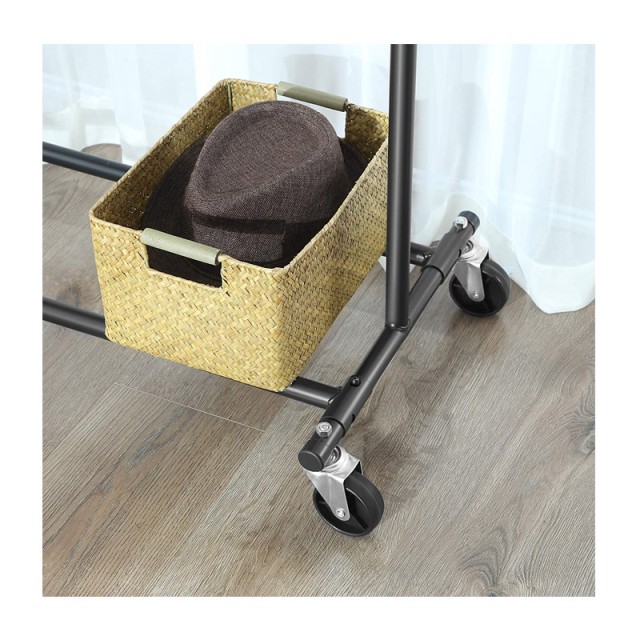 Μεταλλική Κρεμάστρα Ρούχων Δαπέδου Βαρέως Τύπου 92 - 132 x 45.4 x 160 cm με Ρόδες Χρώματος Μαύρο Songmics HSR13BKV1