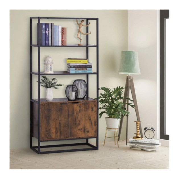 Μεταλλική Βιβλιοθήκη με 3 Ράφια και 1 Ντουλάπι 76 x 33 x 162.5 cm HOMCOM 838-027