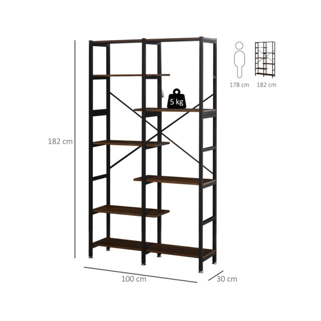 Μεταλλική Βιβλιοθήκη με 6 Ράφια 100 x 30 x 182 cm HOMCOM 838-048